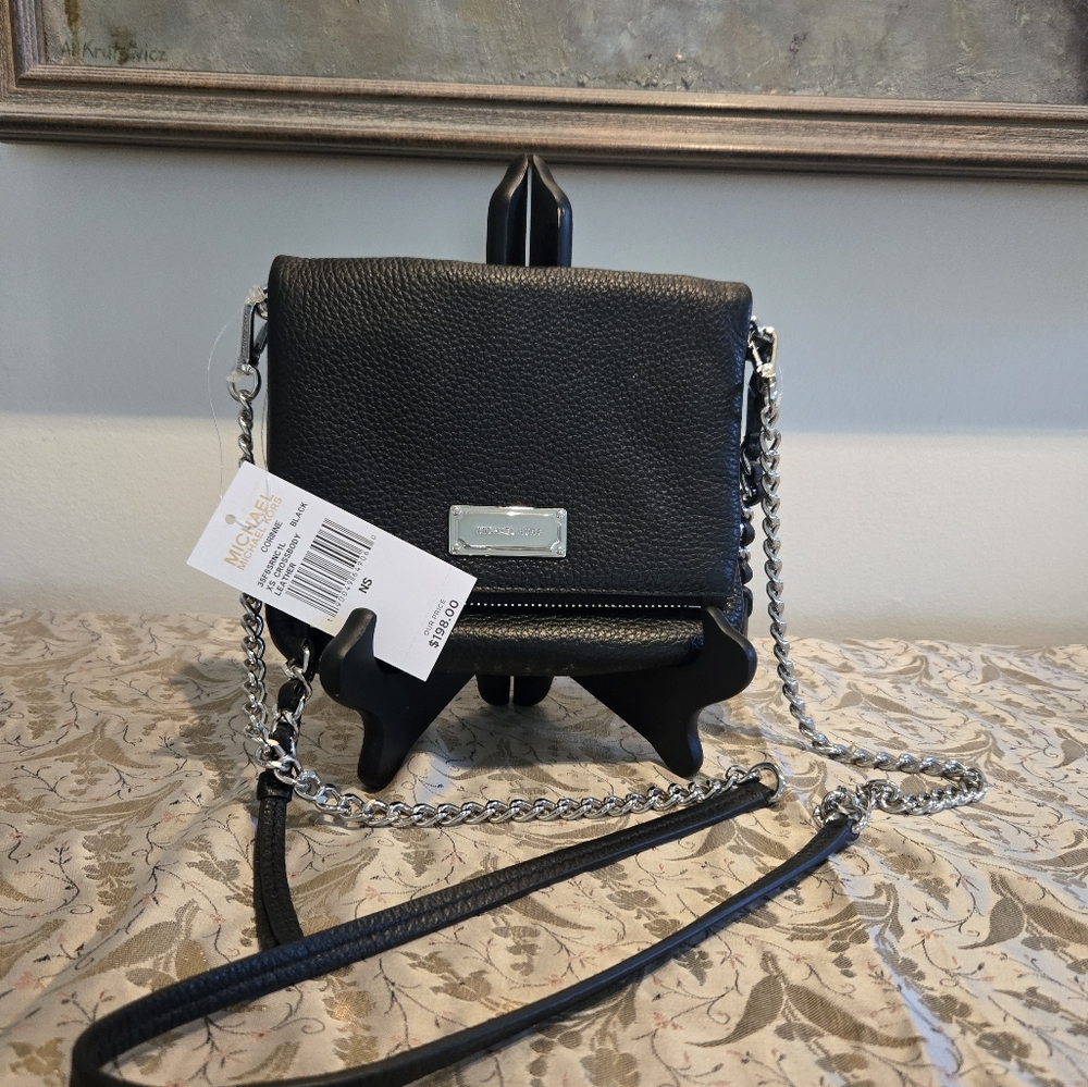 Michael Kors black leather crossbody bag (corinne)
